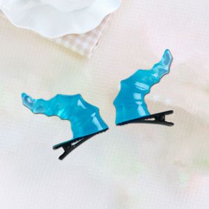 Épingle À Cheveux Gothique En Forme De Corne Du Diable, 1 Paire, Pince À Cheveux Pour Halloween, Bouche De Canard, Queue De Cheval, Accessoire Pour Femmes, Accessoire Pour Fête-Bleu - Neuf