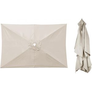 Housse De Rechange Pour Parasol De Jardin Rectangulaire-300 X 200 Cm-6 Baleines-Housse De Rechange Pour Parasol De Cour,Plage,Terrasse,Piscine (Blanc Crème) - Neuf