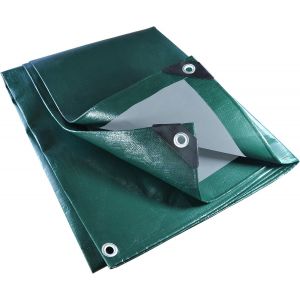 Checarzhn--No1-Bâche De Protection 3x5 M 330 G/M² Extrêmement Résistante À La Déchirure, Vert Gris, 100% Étanche, Stabilisée Aux Uv, Bâche Avec ?illets Espacés De 50 Cm, Camion, Bateau - Neuf