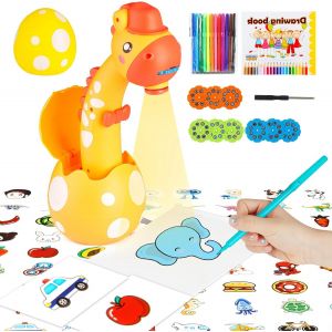 KALANKA-Projecteur de Drawing pour Enfants, éducatif Portable Trace and Draw Projector Painting Toy Playset with Colorful 72 Patins, 12 marqueurs et Un Livre d'art pour Les garçons et Filles, Jaunes - Neuf