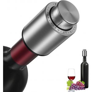 CHECARZHN--NO1-Bouchon De Bouteille Vin Sous Vide Outil De Conservation Vin Réutilisable Avec Echelle Temps. Pompe À Vide À Vin. Respectueux L'Environnement Et Portable, Pour Les Amateurs De Vin - Neuf