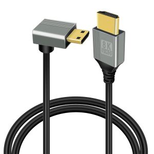 ERYI-Câble Mini Hdmi Vers Hdmi 8K, Câble Mini Hdmi À 90 Degrés 2,1 Haute Vitesse 48Gbps, Prise En Charge 8K@60Hz 3D, For Dslr Camera Camcorder, Projector, Hdtv, Laptop(Mini Hdmi Up Angle 1M) - Neuf