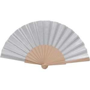 KALANKA-- Eventail Mariage Pliant en Tissu Glitter argenté | Ventilateur de Poche Femme Elegant | Eventail Japonais | éventail Personnalisable | Cadeau Mariage - Neuf