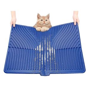 Tapis De Litière Pour Chat,Tapis De Piégeage De Litière Pour Chat Doux Sur Pattes De Chat,Bleu - Neuf