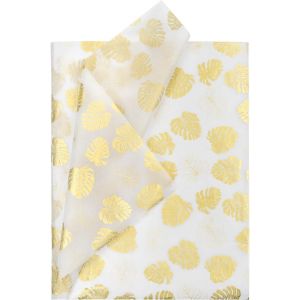 Papier De Soie D'emballage Cadeau - Monstera Or Métallique Impression Papier De Soie En Vrac Pour Emballage Cadeau, Artisanat D'art, Bricolage, Sacs D'emballage - 50 X 70 Cm - 25 Feuilles - Neuf