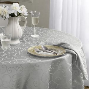 Nappe Ronde 80 Cm De Diam&egrave;tre Gris Jacquard Nappe Anti Tache,Lavable,R&eacute;sistant &Agrave; L'eau Tissu Decoration De Petite Table Pour Paques,Fete,Anniversaires,Mariage,Salon,Ext&eacute;rieurs,Jardin - Neuf