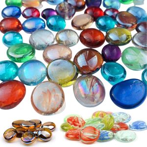 Mevronisshop-150pcs Billes Plates, Galets De Verre Ornementaux, Galets De Verre, Cabochons En Verre Color&eacute;s Pour L'am&eacute;nagement Paysager Des Aquariums, Pour L'am&eacute;nagement Paysager Des Aquariums,Diy - Neuf