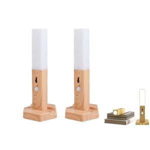 Lot De 2 Veilleuses Led Rechargeables &Agrave; D&eacute;tecteur De Mouvement Avec Base Magn&eacute;tique Pour Usage Domestique - Neuf