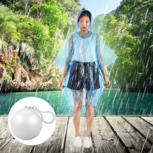 Impermeable Spherique En Plastique Avec Porte-Cles, Impermeable Portable Jetable (Blanc) - Neuf