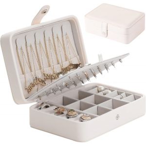 Kalanka-Boite A Bijoux Voyage,Boîte À Bijoux Petite En Cuir Pu Transportable, Organisateur De Boite Bijoux De Voyage Pour Femme,Rangement Bijoux De Voyage Pour Bagues,Boucles, D'oreilles,Colliers - Neuf