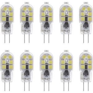 Pack De 10 G4 2w Led Ampoule, Ac/Dc 12v, 20w Ampoules Halogènes Équivalent, Bi-Pin Avec Couvercle En Pc Transparent, 12 X Smd Led, 200lm, Blanc Froid 6000k, Non-Dimmable[Amp744898] - Neuf