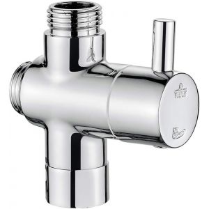 1 moyen d'un robinet d'arrêt, en Laiton chromé, Universel douche commutateur d'entrée (G1/2¿) et 2 prises de courant (G1/2¿) pour ordinateur de poche de la tête de douche fixe et d'une douche à main. - Neuf