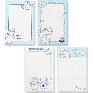 Mignon bloc-notes adhésifs,320 feuilles bloc-notes adhésifs ours Kawaii bloc-notes adhésifs bloc-notes adhésifs pour filles enfants étudiants école bureau(4 blocs 80 feuilles/pad) (Style B) - Neuf