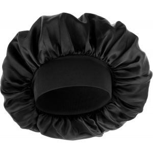 Tianyi-Bonnet En Soie Pour Homme, Bonnet En Satin Double Couche Élastique Noir Doux Réglable Pour Cheveux Pour Femme - Neuf
