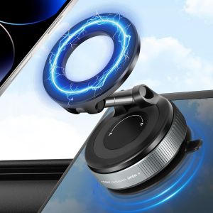 Support Téléphone Voiture Magnétique, Support Magsafe Voiture, Avec Ventouse Ultra Puissante, Pliable Et Rotation 360°, Pour Iphone 16, 15, 14, 13, 12 Pro Max - Neuf