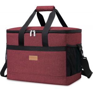 Sac Isotherme 33l, Grand Format Glaciere Souple Isothermes, Portable Sacs Isotherm Courses Surgel&eacute;s Pour Voyage, Pique Nique, Camping, Plage, Bordeaux - Neuf