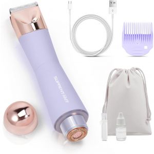 Rasoir &Eacute;lectrique Indolore 2 En 1 Pour Femme,Tondeuse Pour Bikini,&Eacute;pilation Du Visage,Jambes,Aisselles,Poils Pubiens Humides Et Secs (Violet) - Neuf