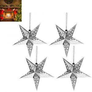 Lot De 4 Lanternes &Eacute;toiles En Papier 3d Pour No&euml;l, Mariage, F&ecirc;te, D&eacute;coration Int&eacute;rieure - Neuf