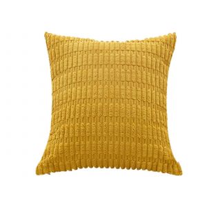 Housse De Coussin D&eacute;corative En Velours C&ocirc;tel&eacute; Jaune 45x45cm Pour Canap&eacute; - Neuf