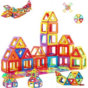 ERYI-Construction Magnétiques Enfants Jouet Jeu De Éducatifs Cadeau Pour Garçons Et Filles Jouets Magnétiques Plus Forts Blocs Dejeux D'Apprentissage De Construction Stem 3 Ans +(65 Pcs) - Neuf