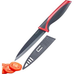 Couteau Multi-Usages, Longueur De La Lame: 12cm, Prot&egrave;ge-Lame, Acier Inoxydable/Plastique, Gris/Rouge, 14532280[Pou8806387] - Neuf