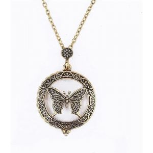 Collier Loupe Orn&eacute; D'un Papillon, Loupe Suspendue L&eacute;g&egrave;re Pour Lire Les Journaux, Cadeau Pour Les Seniors - Neuf