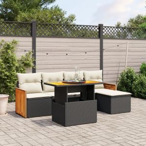 Prolenta Premium - Salon De Jardin 6 Pcs Avec Coussins Noir R&eacute;sine Tress&eacute;e - Neuf