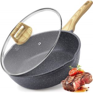 Jexnovashop-Po&ecirc;le Sauteuse 28 Cm Avec Couvercle - Bord Haut - Rev&ecirc;tement En Granit Antiadh&eacute;sif - 4,5 L - Sans Pfos/Pfoa - Cuisson Saine - Wok Induction - Pour Tous Les Types De Plaques De Cuisson - Neuf