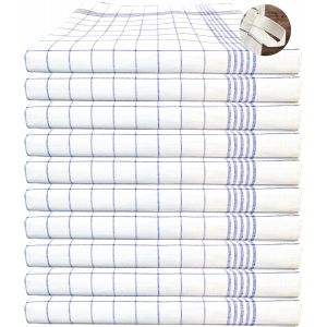 Ulteronixshop-Lot de 10 torchons de cuisine, 50 % coton, 50 % lin, 50 x 70 cm, bleu - Neuf