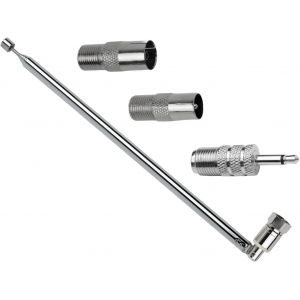 ERSHI-Antenne Radio 103cm Antenne FM Télescopique avec Fiche F et 2 Adaptateurs de Couplage Coaxial CEI pour Radio TV, Design de 7[9 - Neuf