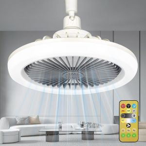 CHECARZHN--NO1-Ventilateur Plafond Silencieux Avec 30W Lumière Led, E27 Petites Ventilateur De Plafond Eclairage Avec Télécommande, Dimmable, 3 Vitesses, Lampe Ventilateur Plafond Pour Chambre, Salon - Neuf