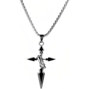 Kal-Collier Croix Pour Homme Femmes Collier En Argent Pendentif Croix Acier Inoxydable Colliers Croix Bijoux En Tendance Cadeaux Cadeaux De Pâques - Neuf