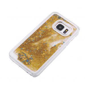 Dynamic Liquid Glitter Quicksand Star Couverture De T&eacute;l&eacute;phone Rigide Claire Pour Samsung Galaxy S7 Gold - Neuf