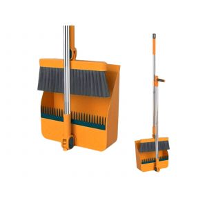 Ensemble de nettoyage balai rotatif et pelle pliable - Orange - Neuf