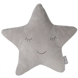 Coussin En Peluche &Eacute;toile "Roba Style" Gris Argent&eacute;, Coussin D&eacute;coratif Douillet Pour Chambre D'enfant - Neuf