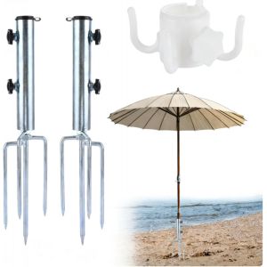 Ulteronixshop-Lot De 2 Ancrages Au Sol Pour Parasol De Jardin, Base De Parasol En M&eacute;tal Robuste Avec 4 Piquets, Ancre En Acier Pour Parasol De Plage, Parasol De Jardin, Parasol De P&ecirc;che - Neuf