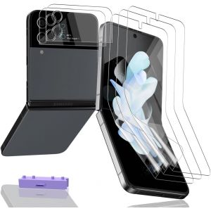 Protection &Eacute;cran Pour Samsung Galaxy Z Flip 3, Film Tpu Flexible Non-Verre 3 Pi&egrave;ces Et Verre Tremp&eacute; D'Objectif 2 Pi&egrave;ces. Anti-Rayures Hd Clair Protecteurs D'&Eacute;cran Pour Galaxy Z Flip 3 - Neuf