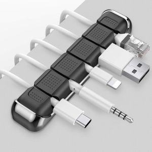 VornixorSarlshop-AhaStyle Clips C&acirc;ble Organisateur Bureau, 5 Slots Support de C&acirc;ble Cadre en M&eacute;tal Gestion des Cables, C&acirc;ble Rangement pour USB C&acirc;bles de Chargeur/Cordon/Bureau &agrave; Domicile et Voiture - Neuf