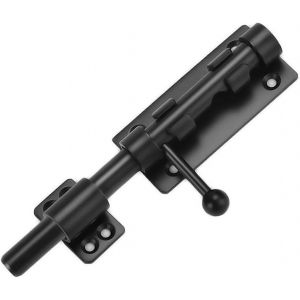 ChenQuanSarl-Verrou De Porte Coulissant Robuste De Avec Trou De Cadenas 6 Inch, 160Mm En Acier Inoxydable Noir Mat, Serrure De Porte À Barillet Coulissant Verrou À Boulon 14Mm De Diamètre - Neuf