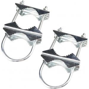 Lot de 2 colliers de serrage à double mâchoire en V pour antenne TV,parasols,drapeaux et cannes à pêche - Neuf