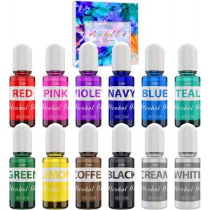Mevronisshop-Alcohol Ink Set - 12 Couleurs X 10ml Encres Alcool Pour Peinture, R&eacute;sin Epoxy, Art R&eacute;sine, Fabrication De Bo&icirc;tes Et Gobelets - Neuf
