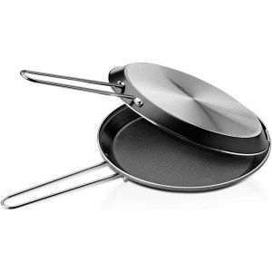 Mopita Q.B. Poêle À Frire Antiadhésive Ø20cm Poêle Omelette Pour Toutes Les Plaques(Sans Induction) 4 Couches,Fond Aluminium 2 Mm,2 Poêles Avec Fermeture Hermétique,Made In Italy - Neuf