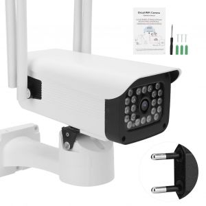 Camera de securite 1080p, 22 lumieres, detection de mouvement, interphone bidirectionnel, vision nocturne, prise 100-240VEU - Neuf