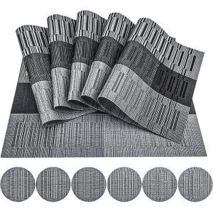 Dewenwils 6 Sets De Table + Sous-Verres Tapis De Table En Vinyle Antidérapants Napperons Pvc Lavable - Neuf