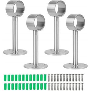 Support De Tringle A Rideaux,4pcs 32mm Support Tringle Penderie Support Barre Penderie Supports De Au Plafond Pour Les Surfaces De Plafond Ou De Mur Adaptes A L'installation De Rideaux - Neuf