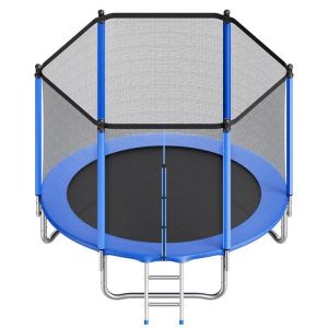 Trampoline D'ext&eacute;rieur Rond-Duoku-244 X 244 Cm-Avec Filet De S&eacute;curit&eacute; Et Acier R&eacute;sistant &Agrave; La Rouille-Charge De 120 Kg - Neuf