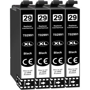29XL Cartouches d'encre Remplacement pour Epson 29 XL Expression Home XP-245 XP-255 XP-235 XP-247 XP-345 XP-332 XP-335 XP-342 XP-432 XP-435 XP-257 (4 Noir) - Neuf