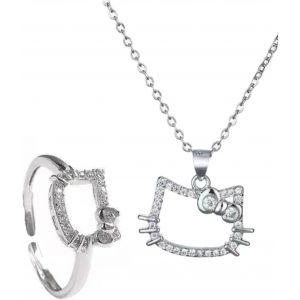 Kal-1 Pièce Collier Chat Diamant En Argent Sterling, Pendentif Chaton Arc En Zircone Cubique Mignon En Argent Sterling Collier Animal De Dessin Animé Drôle Cadeau De Bijoux - Neuf