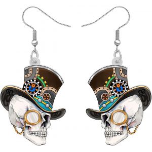 Kal-Acrylique Créatif Mignon Halloween Crâne De Sucre Squelette Boucles D'oreilles Pendantes Pour Femmes Filles Nouveauté Saison De L'effroi Bijoux Gothiques Pour Cadeaux - Neuf