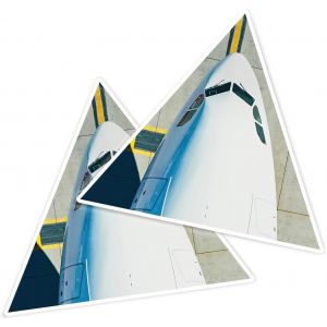 Kal-Lot De 2 Autocollants En Vinyle De 10 Cm - Forme Triangulaire - Vue Aérienne - Avion - Avion - Jet Art - Pour Ordinateur Portable, Tablette, Bagages, Voiture, Mur, Réfrigérateur, Porte - #50042 - Neuf